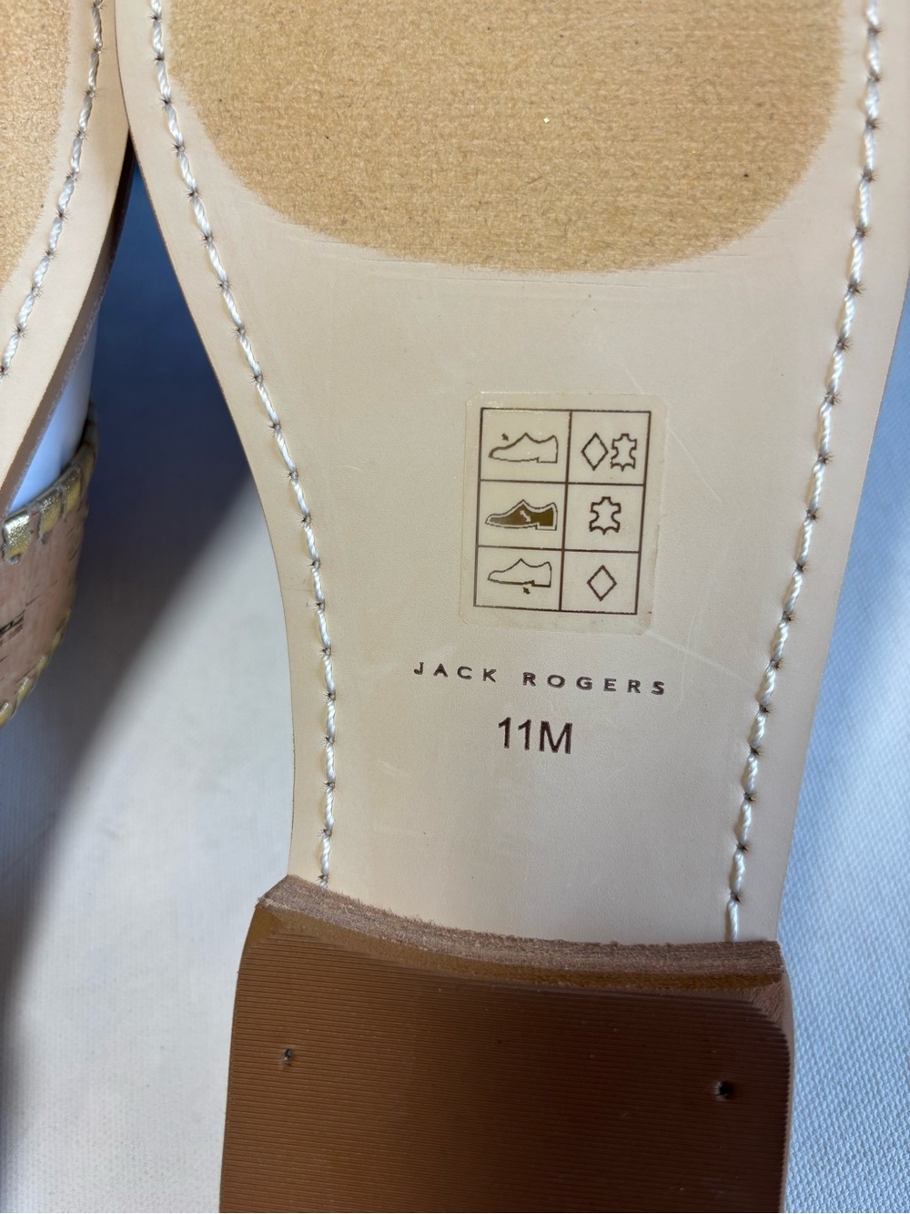 Jack Rogers Flat Sandal, Original Jacks, New, Natural Cork/Gold, size 11 - Picture 9 of 10